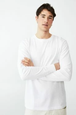 Organic Long Sleeve T-Shirt COGNAC BROWN -Mens Clothing Store 3611265 02 2