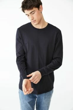 Organic Long Sleeve T-Shirt COGNAC BROWN -Mens Clothing Store 3611265 03 2