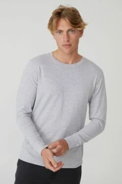 Organic Long Sleeve T-Shirt COGNAC BROWN -Mens Clothing Store 3611265 04 2