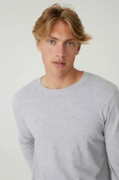 Organic Long Sleeve T-Shirt COGNAC BROWN -Mens Clothing Store 3611265 04 4