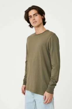 Organic Long Sleeve T-Shirt COGNAC BROWN -Mens Clothing Store 3611265 07 2