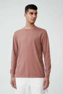 Organic Long Sleeve T-Shirt COGNAC BROWN