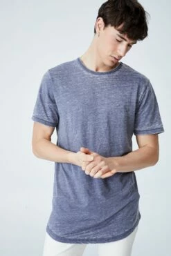 Curved Hem T-Shirt MILITARY BURNOUT -Mens Clothing Store 3611287 01 2