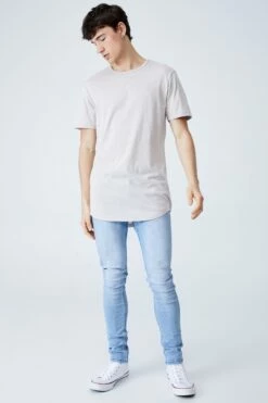 Curved Hem T-Shirt MILITARY BURNOUT -Mens Clothing Store 3611287 02 1