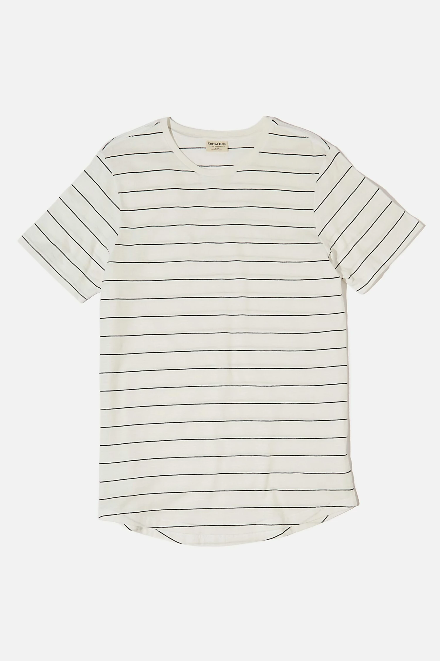 Curved Hem T-Shirt TONAL SAND STRIPE 4 Curved Hem T-Shirt TONAL SAND STRIPE - Image 4
