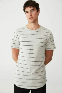 Curved Hem T-Shirt TONAL SAND STRIPE 10 Curved Hem T-Shirt TONAL SAND STRIPE -Mens Clothing Store 3611289 03 2