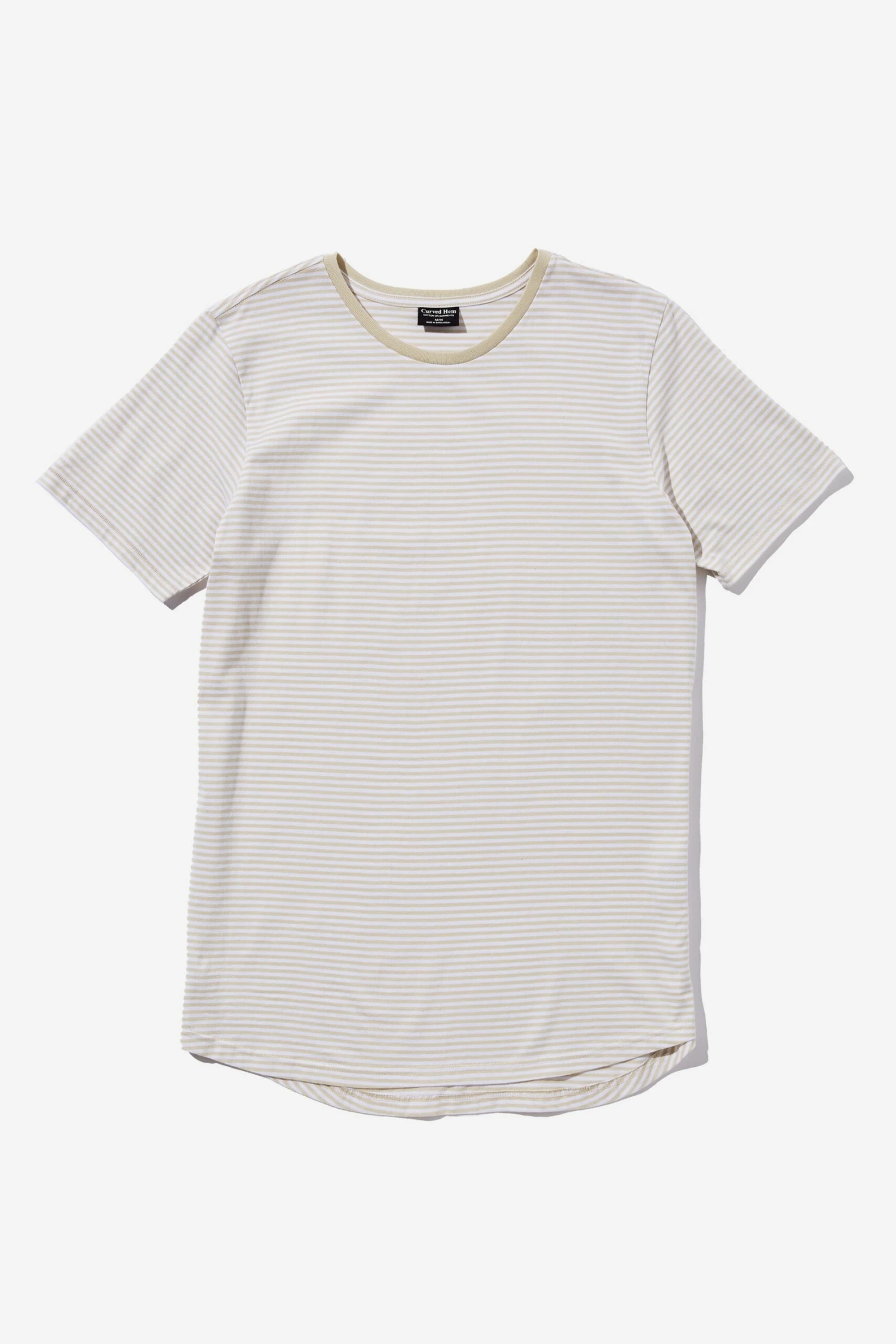 Curved Hem T-Shirt TONAL SAND STRIPE 5 Curved Hem T-Shirt TONAL SAND STRIPE - Image 5