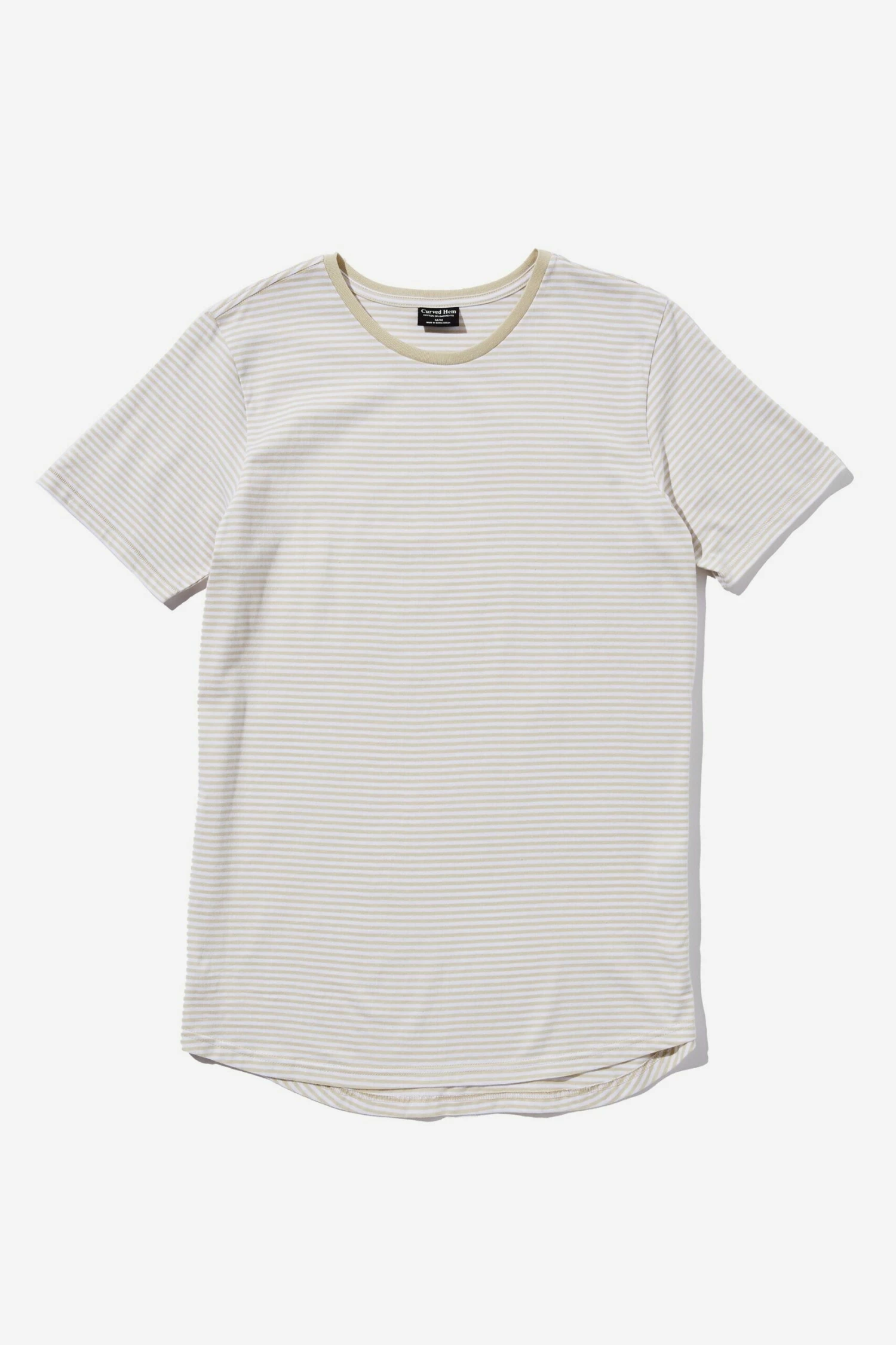 Curved Hem T-Shirt TONAL SAND STRIPE 2 Curved Hem T-Shirt TONAL SAND STRIPE - Image 2