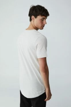 Curved Hem T-Shirt TONAL SAND STRIPE 14 Curved Hem T-Shirt TONAL SAND STRIPE -Mens Clothing Store 3611289 09 3