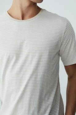 Curved Hem T-Shirt TONAL SAND STRIPE 15 Curved Hem T-Shirt TONAL SAND STRIPE -Mens Clothing Store 3611289 09 4