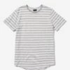 Curved Hem T-Shirt TONAL SAND STRIPE