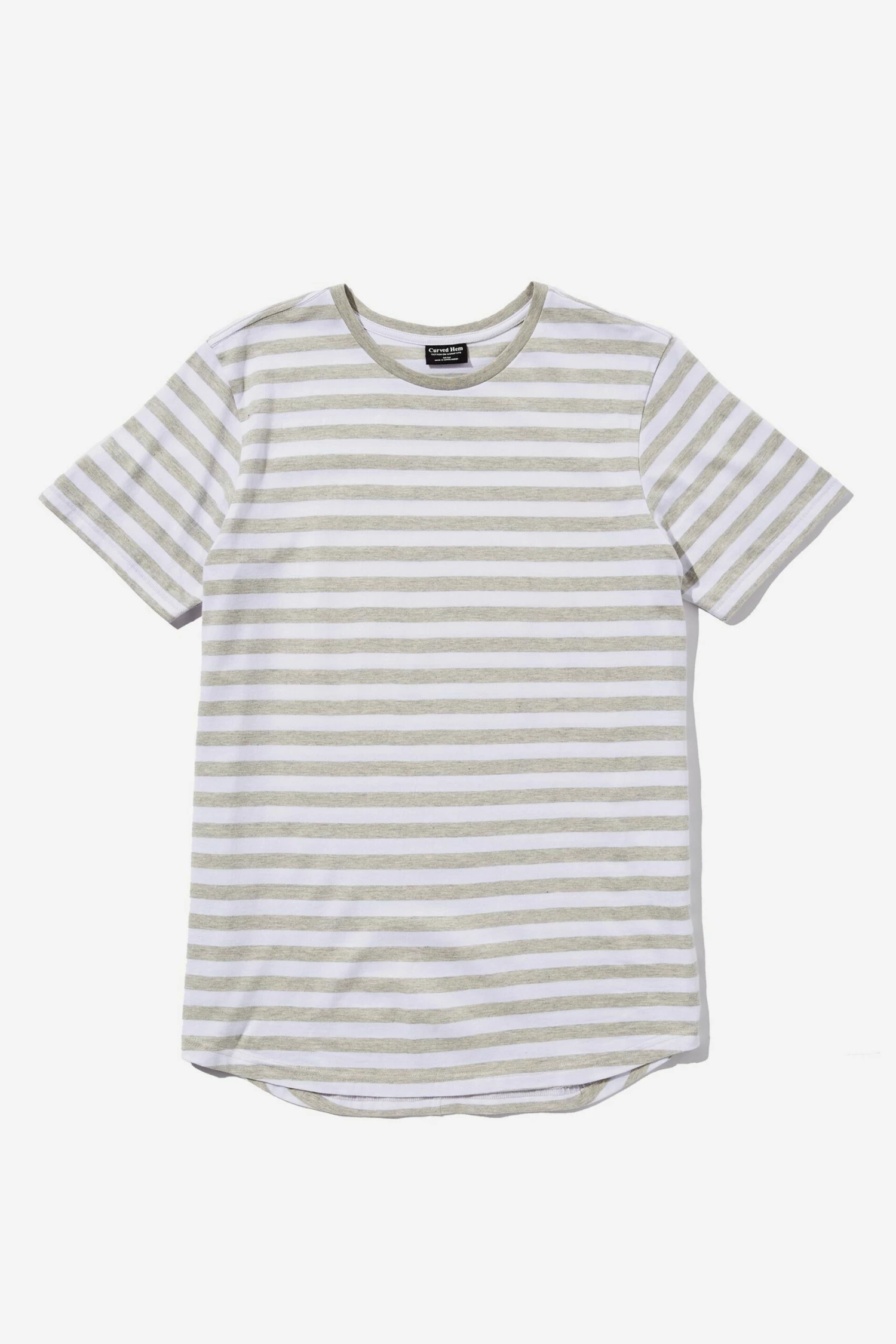 Curved Hem T-Shirt TONAL SAND STRIPE 1 Curved Hem T-Shirt TONAL SAND STRIPE