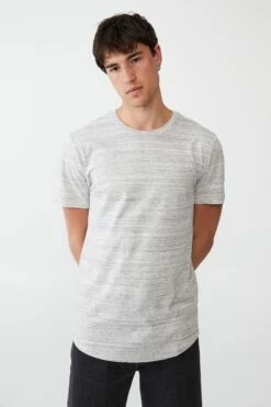 Curved Hem T-Shirt OATMEAL MARLE -Mens Clothing Store 3611290 01 2 1