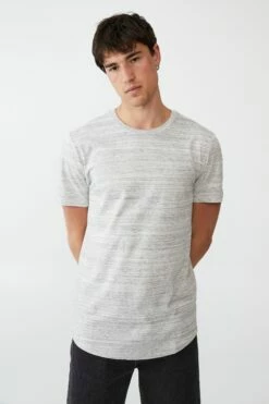 Curved Hem T-Shirt OATMEAL MARLE -Mens Clothing Store 3611290 01 2