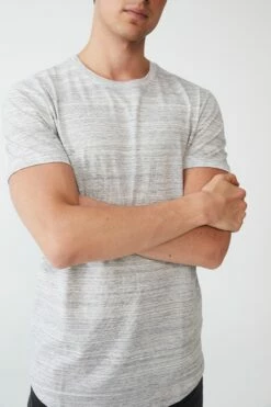 Curved Hem T-Shirt OATMEAL MARLE -Mens Clothing Store 3611290 01 4