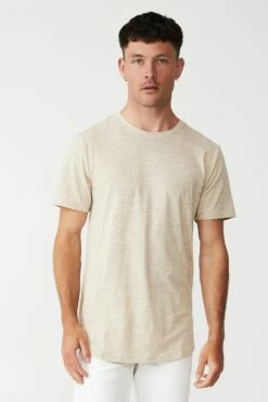 Curved Hem T-Shirt OATMEAL MARLE