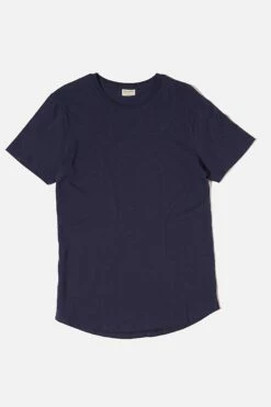 Curved Hem T-Shirt INDIGO TEXTURED -Mens Clothing Store 3611291 02 1