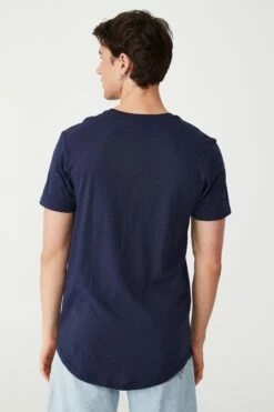 Curved Hem T-Shirt INDIGO TEXTURED -Mens Clothing Store 3611291 02 3