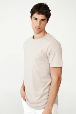 Curved Hem T-Shirt INDIGO TEXTURED