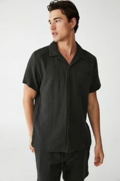 Mens Sleep Shirt WHITE/GRAVEL STONE STRIPE -Mens Clothing Store 3611315 01 2 1