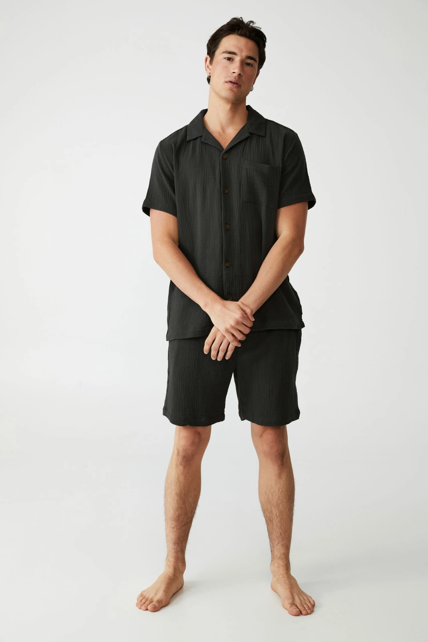 Mens Sleep Short WHITE/GRAVEL STONE STRIPE 7 Mens Sleep Short WHITE/GRAVEL STONE STRIPE - Image 7