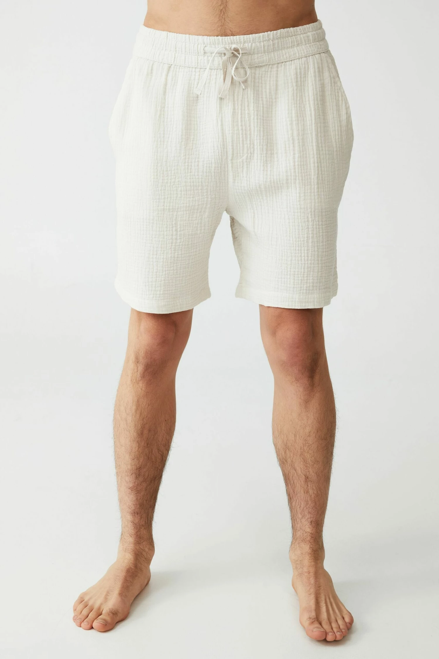 Mens Sleep Short WHITE/GRAVEL STONE STRIPE 2 Mens Sleep Short WHITE/GRAVEL STONE STRIPE - Image 2