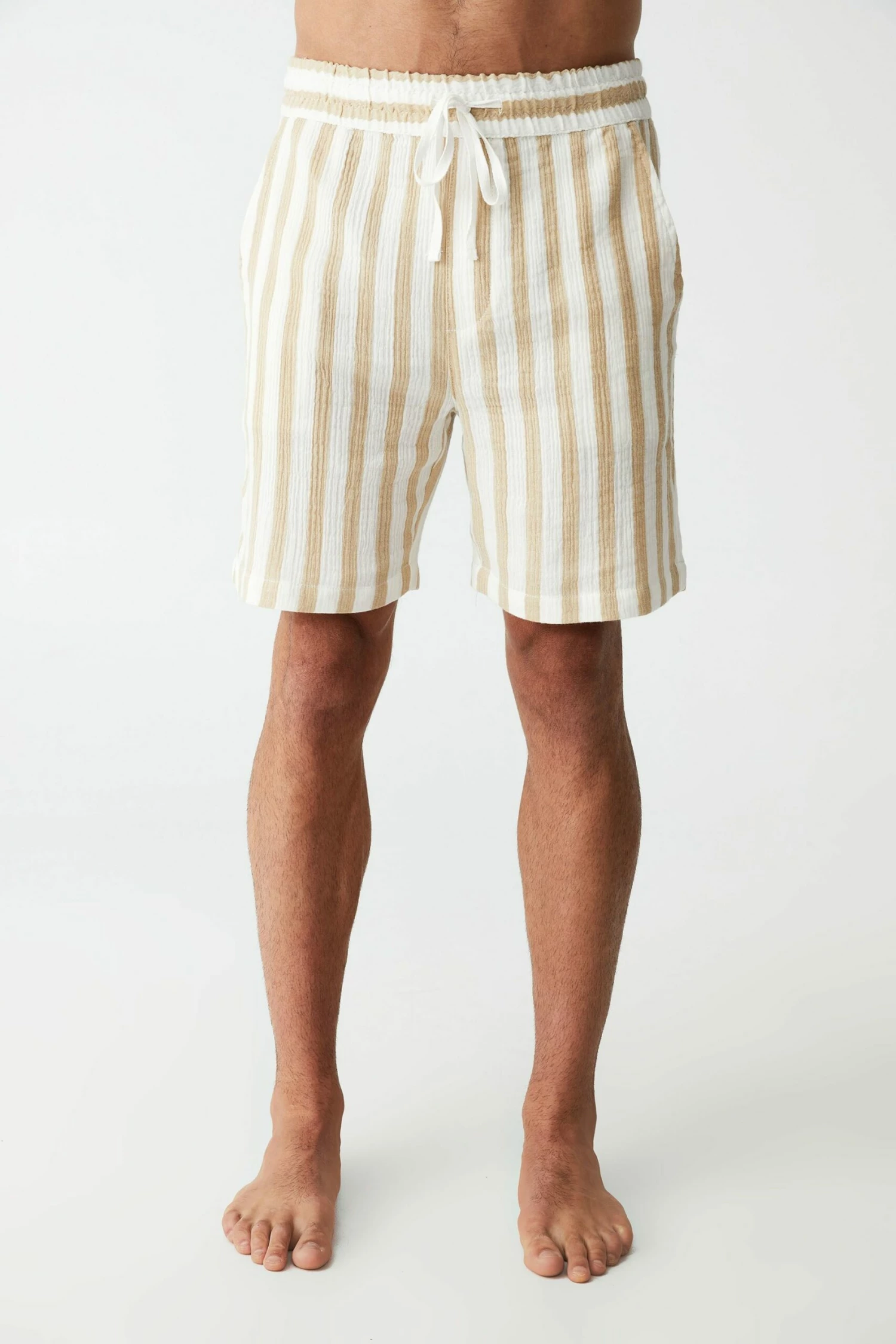 Mens Sleep Short WHITE/GRAVEL STONE STRIPE 1 Mens Sleep Short WHITE/GRAVEL STONE STRIPE