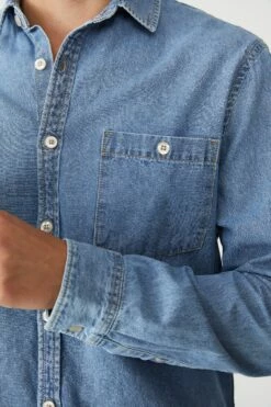 Camden Long Sleeve Shirt VINTAGE BLACK DENIM -Mens Clothing Store 3611319 03 4