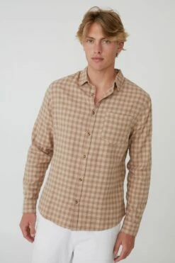 Camden Long Sleeve Shirt FADED GREY CHECK -Mens Clothing Store 3611320 17 2