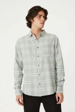Camden Long Sleeve Shirt FADED GREY CHECK -Mens Clothing Store 3611320 23 2 1