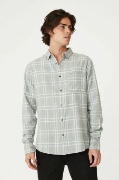 Camden Long Sleeve Shirt FADED GREY CHECK -Mens Clothing Store 3611320 23 2