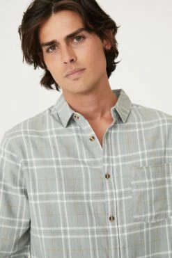 Camden Long Sleeve Shirt FADED GREY CHECK -Mens Clothing Store 3611320 23 4