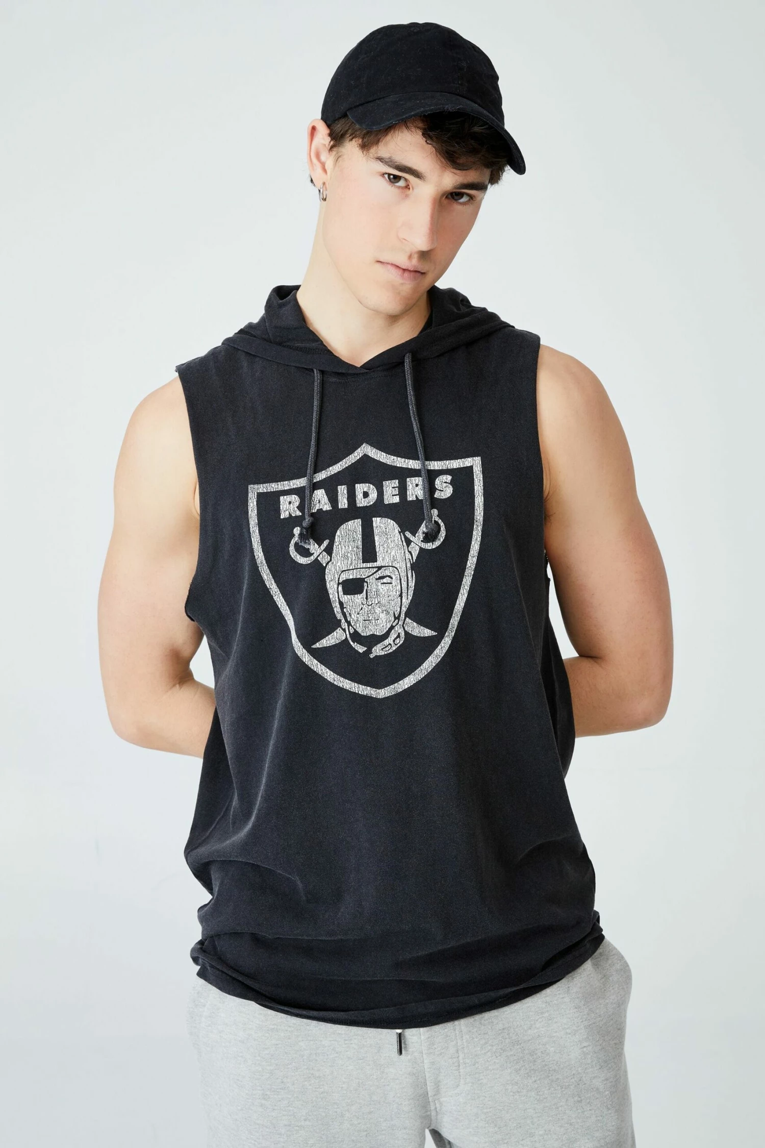 Active Collab Hooded Muscle LCN NFL BLACK/RAIDERS 2 Active Collab Hooded Muscle LCN NFL BLACK/RAIDERS - Image 2
