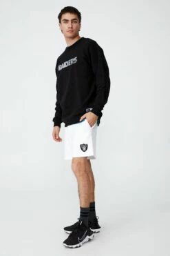 Active Collab Oversized Crew Fleece LCN NFL BLACK/RAIDERS LOGO -Mens Clothing Store 3611373 01 2