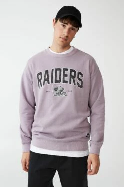 Active Collab Oversized Crew Fleece LCN NFL BLACK/RAIDERS LOGO -Mens Clothing Store 3611373 06 2