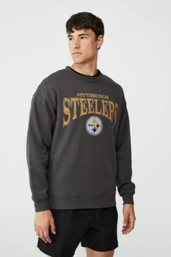 Active Collab Oversized Crew Fleece LCN NFL BLACK/RAIDERS LOGO