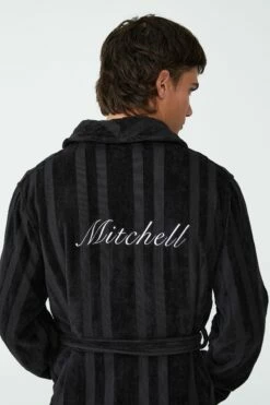 Personalised Mens Toweling Gown GREY MARLE -Mens Clothing Store 3611378 07 2