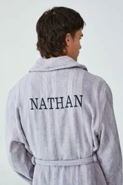 Personalised Mens Toweling Gown GREY MARLE -Mens Clothing Store 3611378 08 2 1
