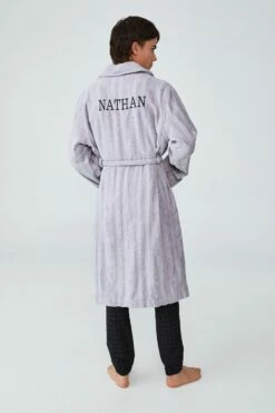 Personalised Mens Toweling Gown GREY MARLE -Mens Clothing Store 3611378 08 3