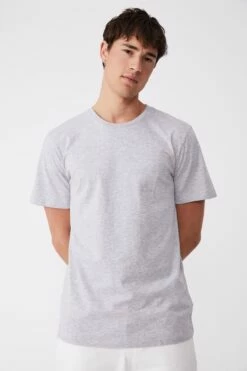 Organic Crew T-Shirt LIGHT GREY MARLE -Mens Clothing Store 3611388 01 1