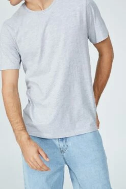 Organic Crew T-Shirt LIGHT GREY MARLE -Mens Clothing Store 3611388 01 4