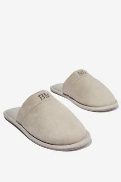 Personalised Mens Slipper GRAVEL SUEDE