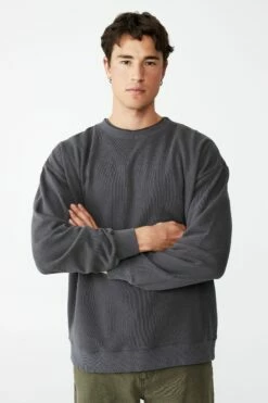 Oversized Crew Fleece OVERCAST GREY -Mens Clothing Store 3611412 01 2