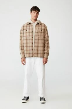 Heavy Overshirt LATTE CHECK -Mens Clothing Store 3611427 06 1