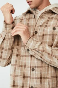 Heavy Overshirt LATTE CHECK -Mens Clothing Store 3611427 06 4