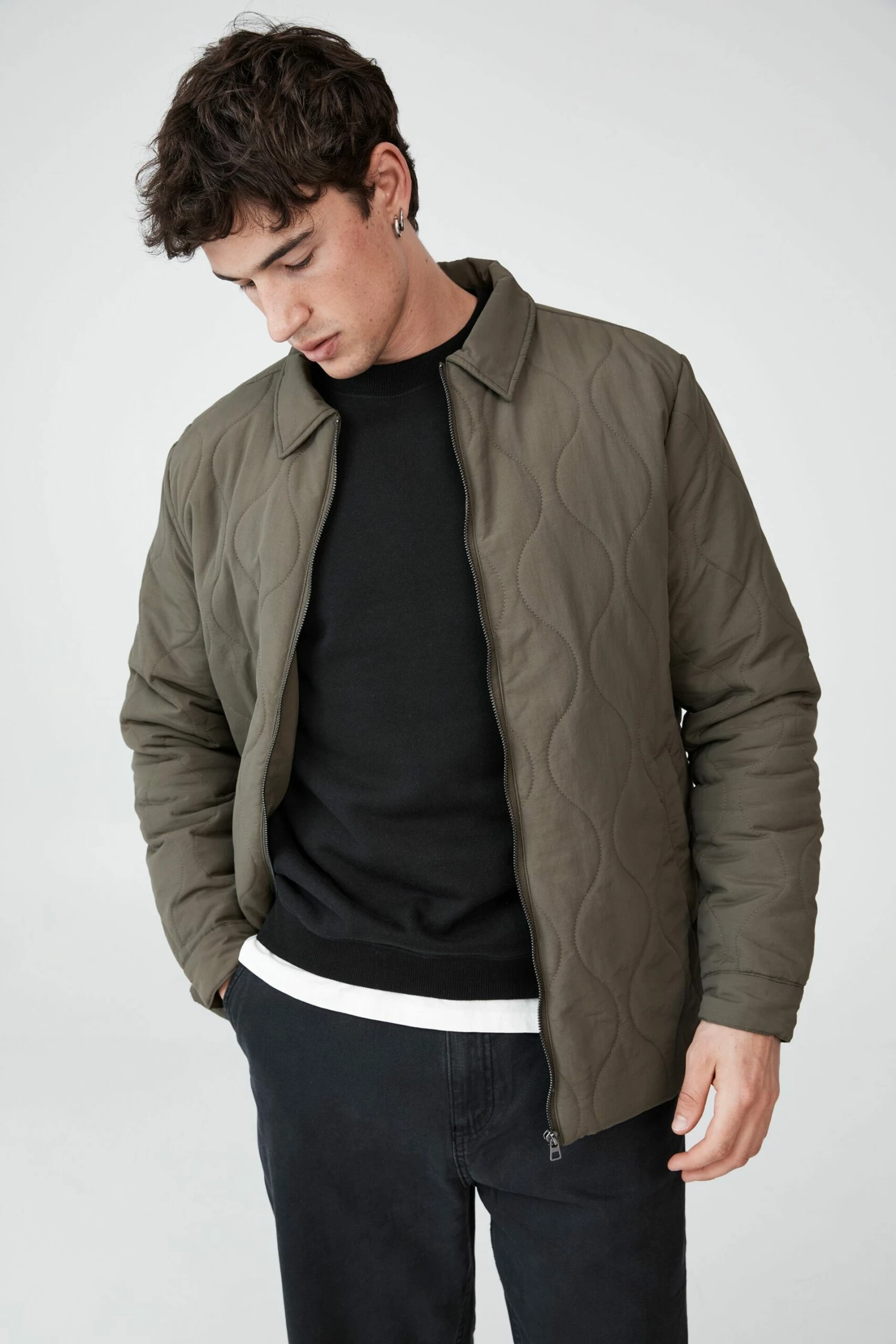 Recycled Harrington Jacket KHAKI 1 Recycled Harrington Jacket KHAKI