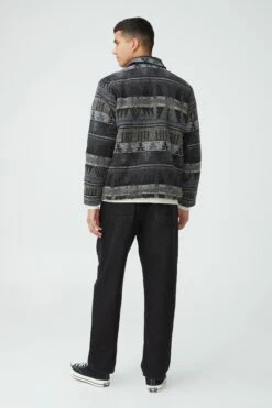 Sherpa Lined Harrington Jacket BLACK VINTAGE PATTERN 8 Sherpa Lined Harrington Jacket BLACK VINTAGE PATTERN -Mens Clothing Store 3611431 05 3