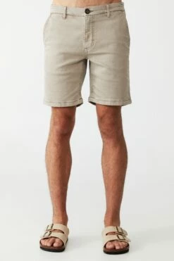 Chino Short TEXTURED WASHED MUSHROOM -Mens Clothing Store 3611460 03 2 1