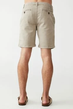 Chino Short TEXTURED WASHED MUSHROOM -Mens Clothing Store 3611460 03 3