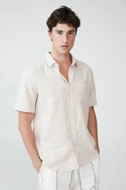 Vacay Short Sleeve Shirt OATMEAL TEXTURE -Mens Clothing Store 3611467 02 2